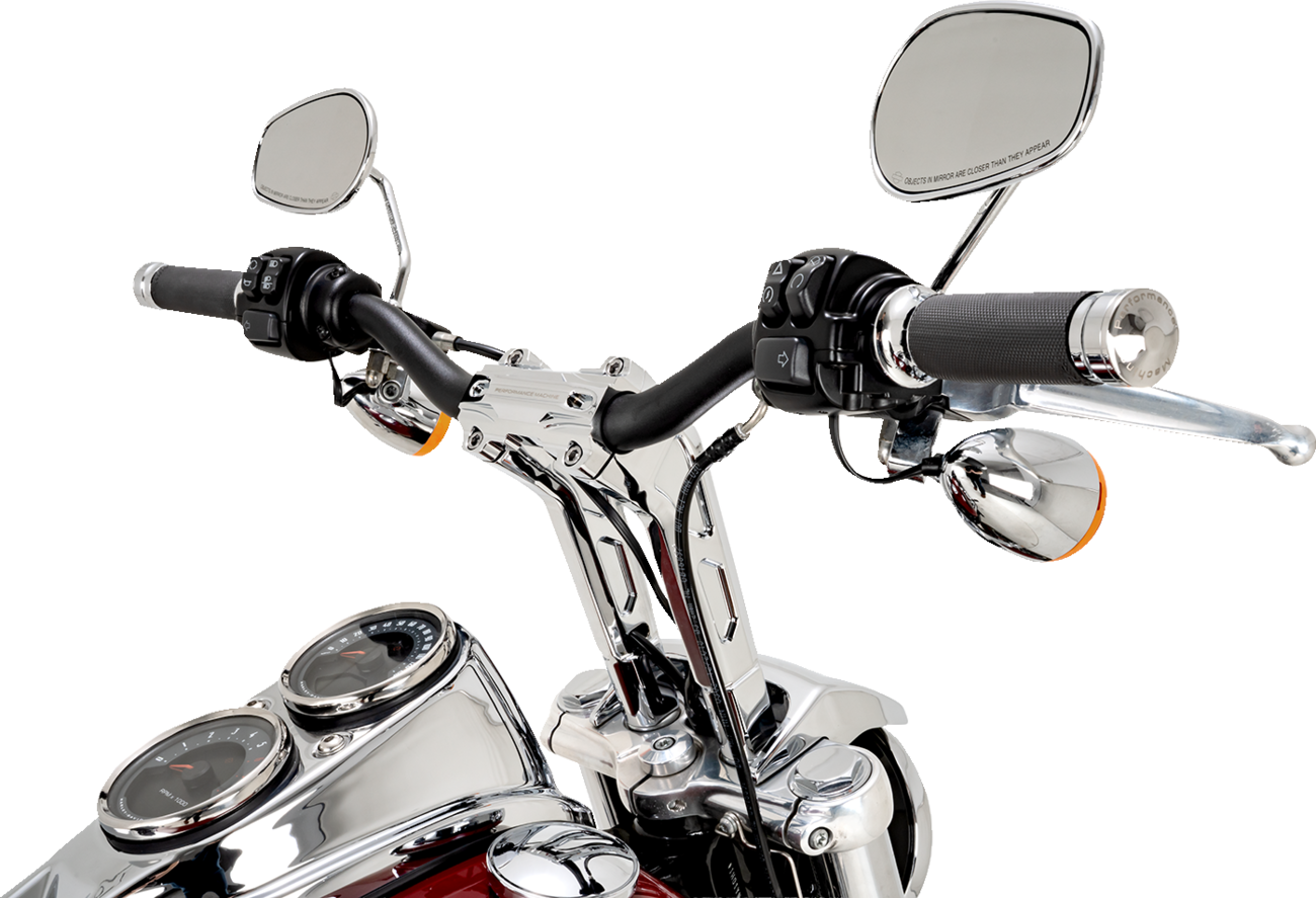 PERFORMANCE MACHINE (PM) Phatbar & Riser Kit - Internal Wiring - 9" - Chrome 0208-2195M-CH