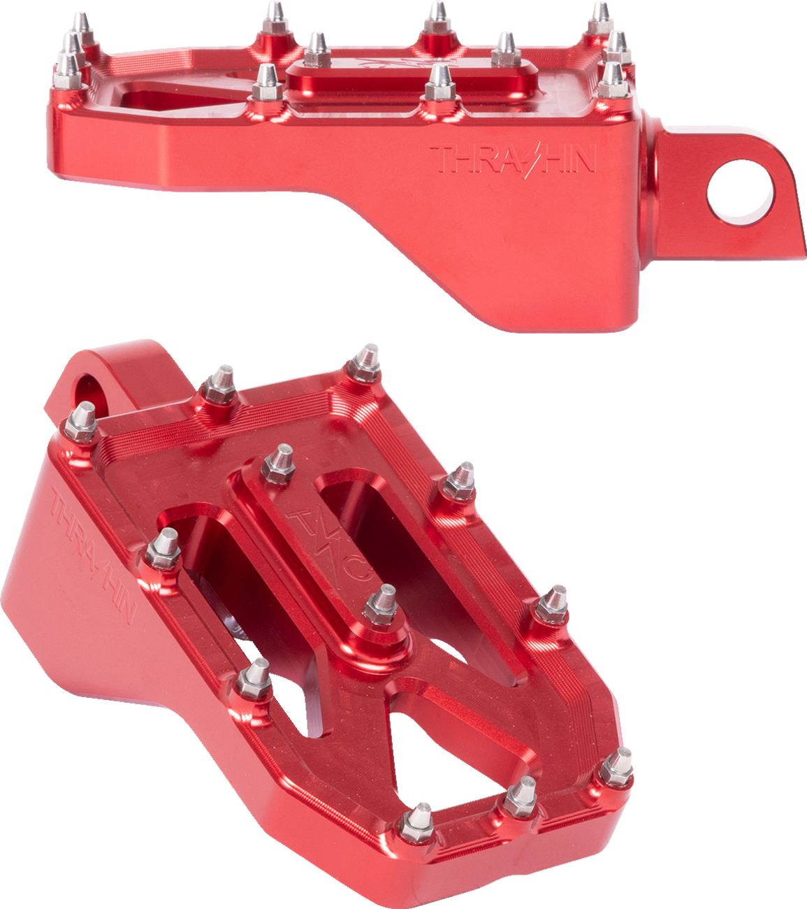 THRASHIN SUPPLY CO. Aggressor Foot Pegs - Rear- Red - HD '72-'25 TSC-2022-2-D