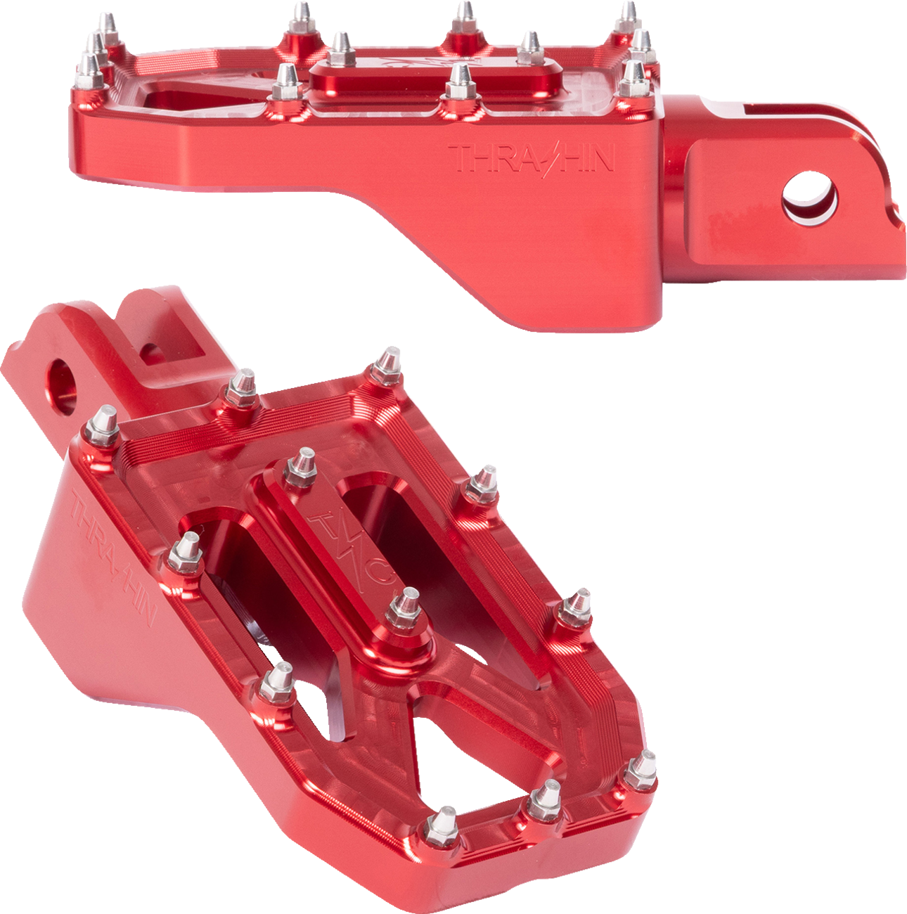 THRASHIN SUPPLY CO. Aggressor Foot Pegs - Front - Red - FL/FX '18-'25 TSC-2022-2-SF