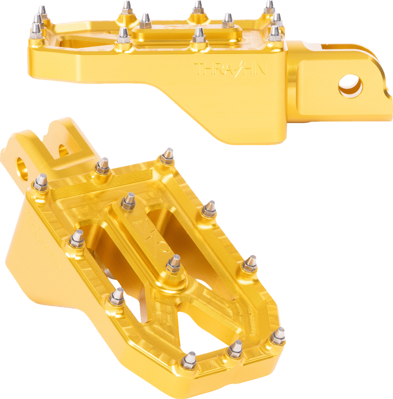 THRASHIN SUPPLY CO. Aggressor Foot Pegs - Front - Gold - FL/FX '18-'25 TSC-2022-5-SF