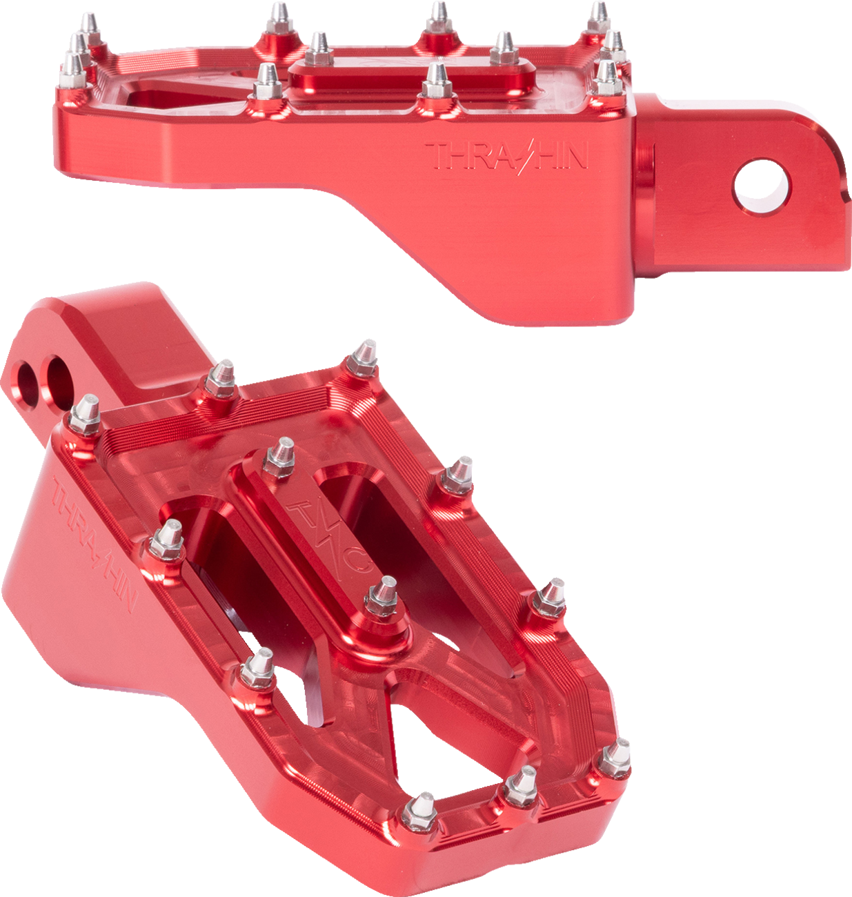 THRASHIN SUPPLY CO. Aggressor Foot Pegs - Rear - Red - FL/FX '18-'25 TSC-2022-2-SR