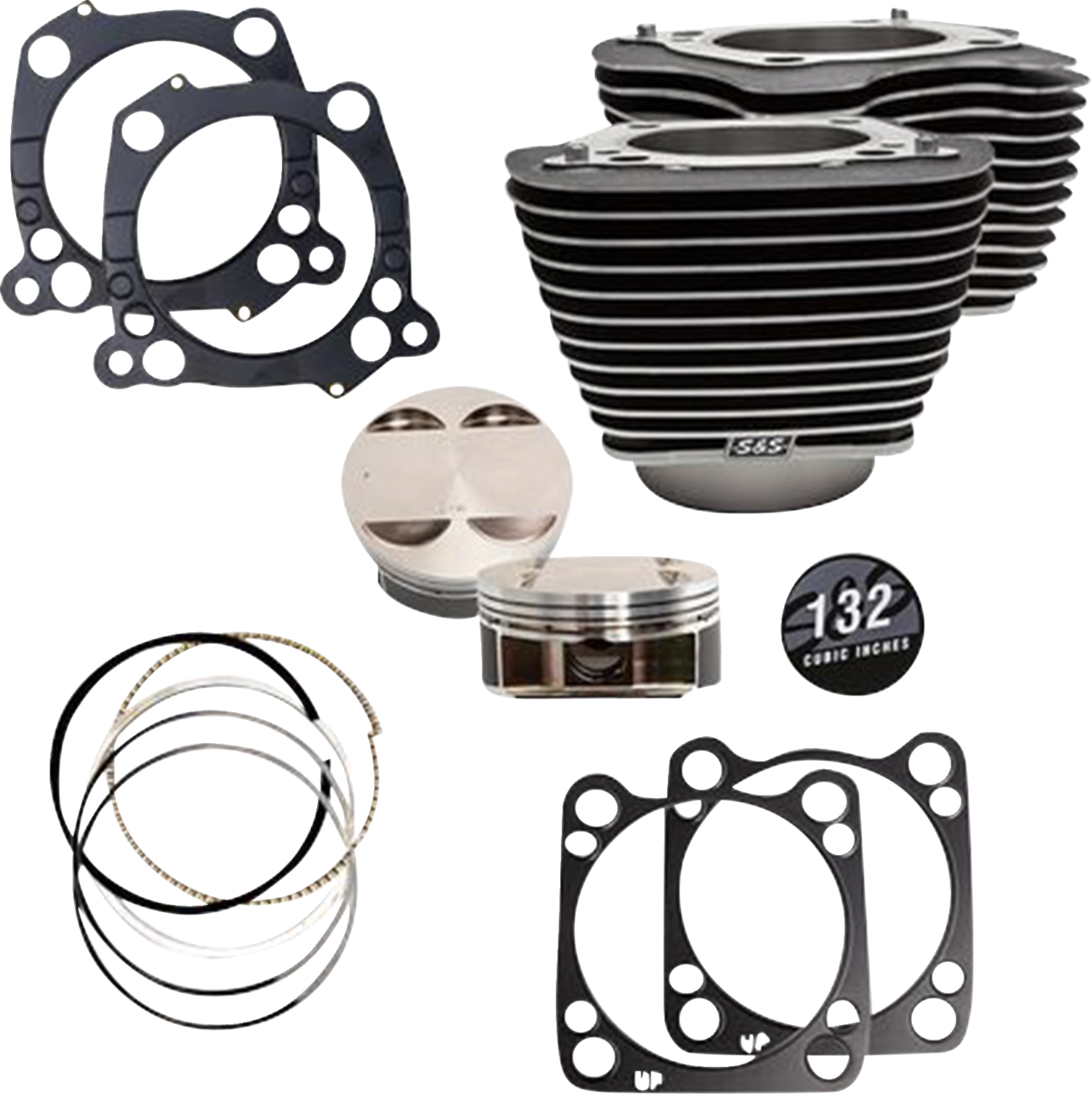 S&S Cycle 132" Cylinder Kit with 4.500" Stroke - Wrinkle Black Finish - Part No. 910-0845A