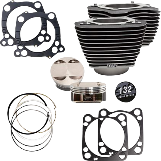 S&S Cycle 132" Cylinder Kit with 4.500" Stroke - Wrinkle Black Finish - Part No. 910-0845A