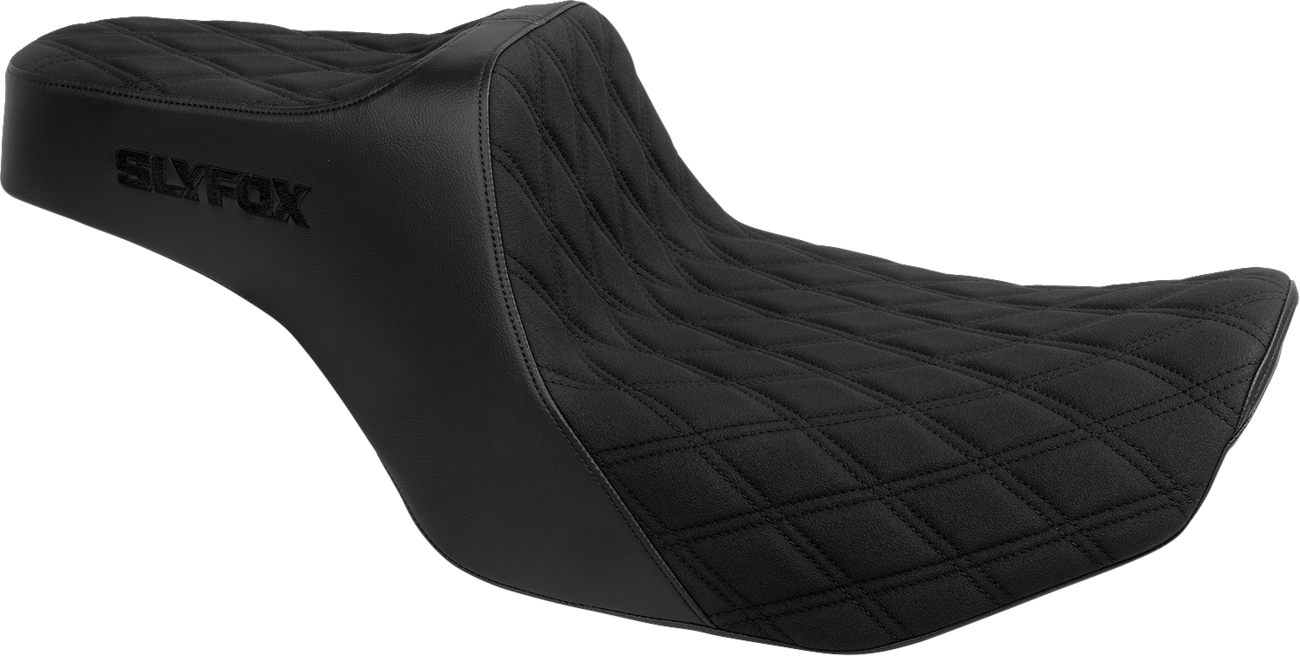 SLYFOX High Noon Seat - Double Diamond Black Logo with Black Stitch for FLH/FLT 2023-2025 | Part 4704C-SlyFox