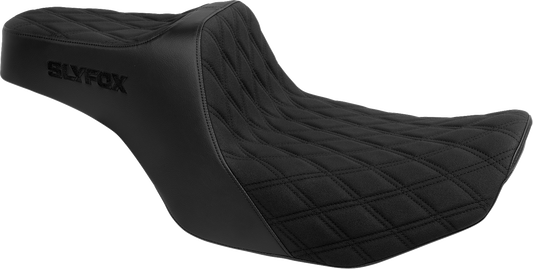SLYFOX High Noon Seat - Double Diamond Black Logo with Black Stitch for FLH/FLT 2023-2025 | Part 4704C-SlyFox