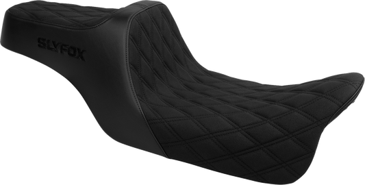 SLYFOX High Noon Seat - Double Diamond Black Logo with Black Stitch for FLH/FLT 2008-2025, Part 4710C-SlyFox