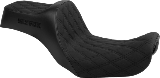 SLYFOX High Noon Seat - Double Diamond Black Logo with Black Stitch for FXD/FLD 2006-2017 | Part 4694C-SlyFox