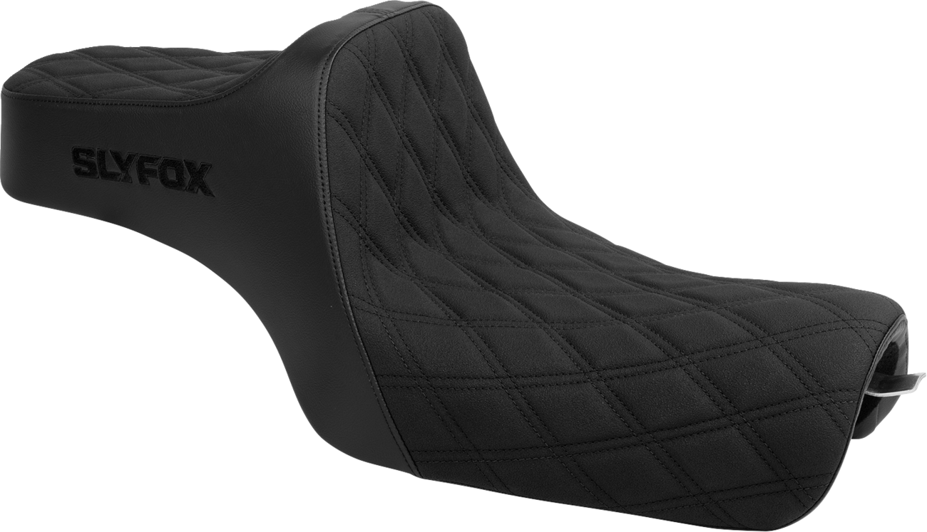 SLYFOX High Noon Seat Double Diamond Black Logo with Black Stitch for XL Models 2004-2022 - Part Number 4709C-SlyFox