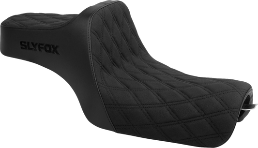 SLYFOX High Noon Seat Double Diamond Black Logo with Black Stitch for XL Models 2004-2022 - Part Number 4709C-SlyFox
