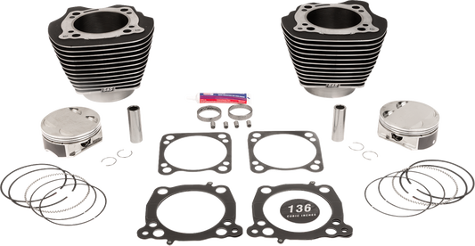 S&S CYCLE 136" Cylinder Kit with Wrinkle Black Finish and Highlighted Fins - Part 910-0848A