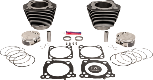 S&S Cycle 128-Inch Big Bore Cylinder Kit with Black Granite Finish - Part Number 910-0733A