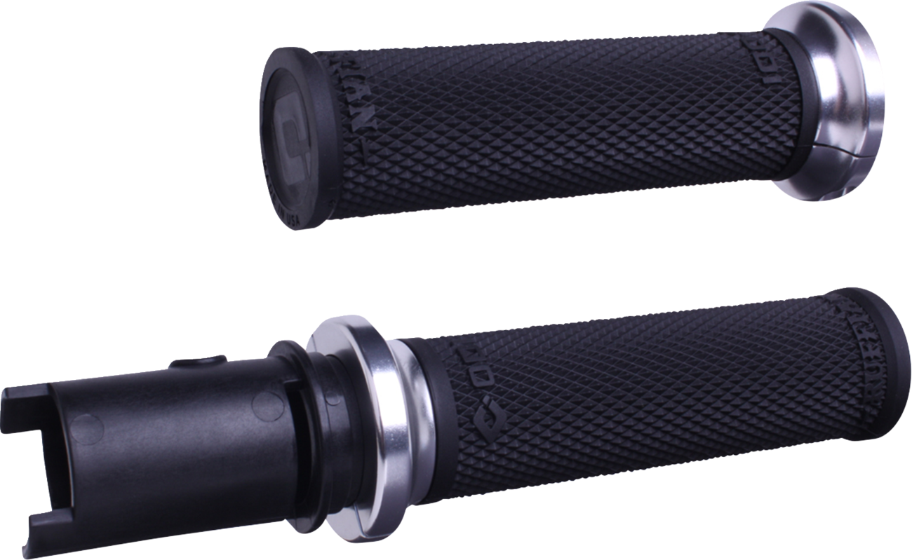ODI Ruffian Lock-On Street Grips - CVO - Black/Silver V30HTCB-S