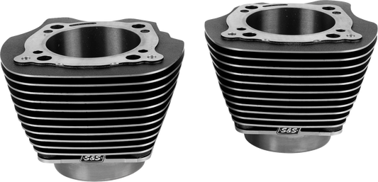 S&S Cycle Cylinder Set - 4.320 Inch Bore - Unhoned - Black Granite Finish with Highlighted Fins for M8 Engines (Part #910-1007A)