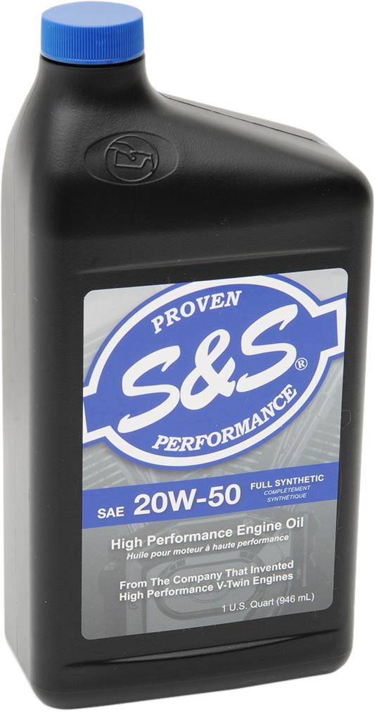 S&S CYCLE Synthetic Oil 20W-50 Part 153755 – 1 Quart for Large Displacement Air-Cooled Engines
