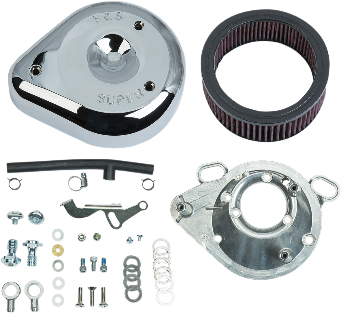 S&S Cycle Teardrop Air Cleaner Kit for S&S Super E&G Carburetor - Chrome - Part 17-0404