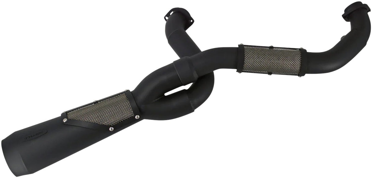 TRASK TM-5132BK 2-Into-1 Big Sexy Exhaust System for M8 Softail, Black Stainless Steel