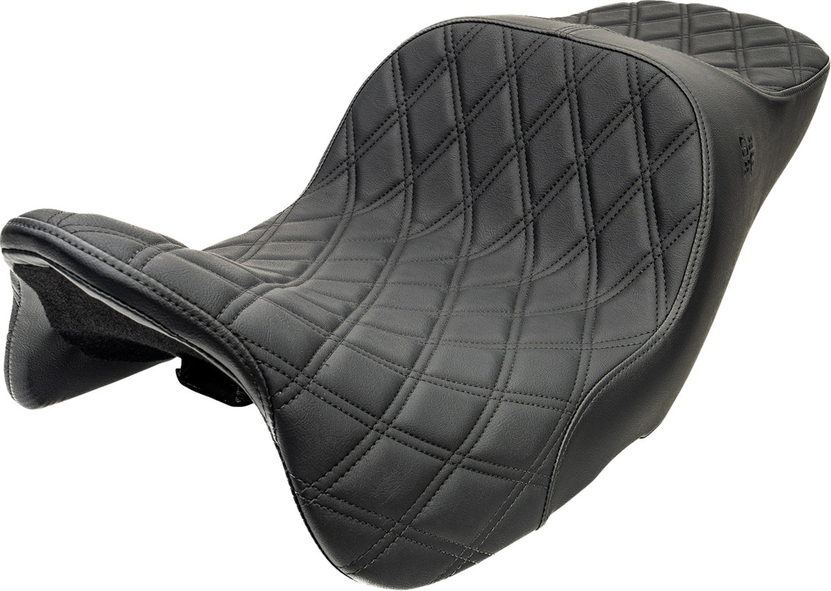 SLYFOX Chariot Seat 4723C for Harley-Davidson FLH/FLT 2009–2023.5, Black Double Diamond Stitch