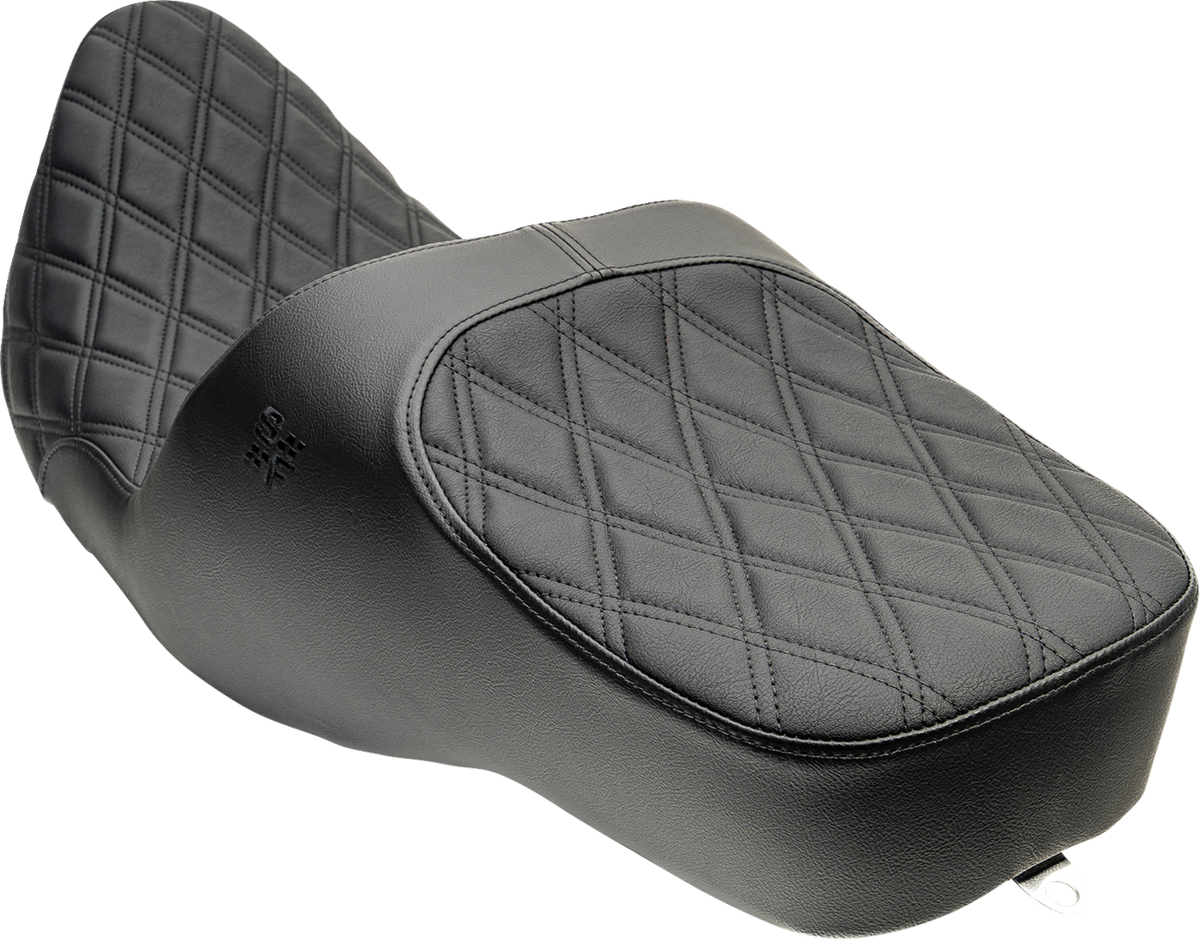 SLYFOX Chariot Seat 4723C for Harley-Davidson FLH/FLT 2009–2023.5, Black Double Diamond Stitch