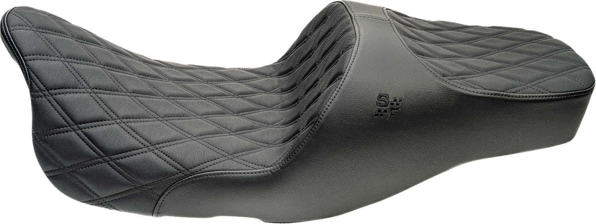 SLYFOX Chariot Seat 4723C for Harley-Davidson FLH/FLT 2009–2023.5, Black Double Diamond Stitch