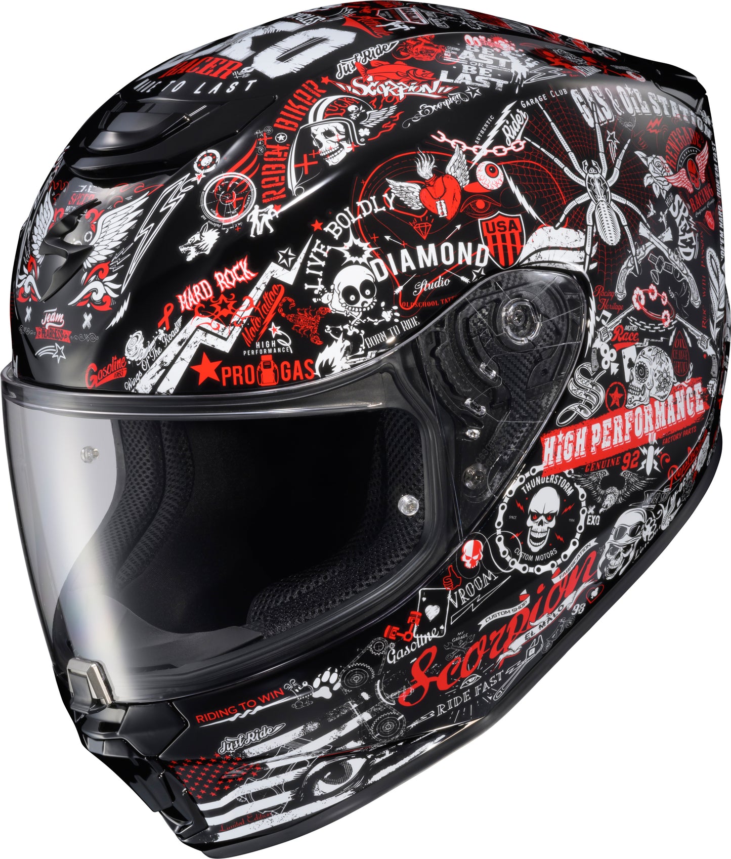 Scorpion EXO Exo R330 Full Face Helmet Shake 2 Red Large