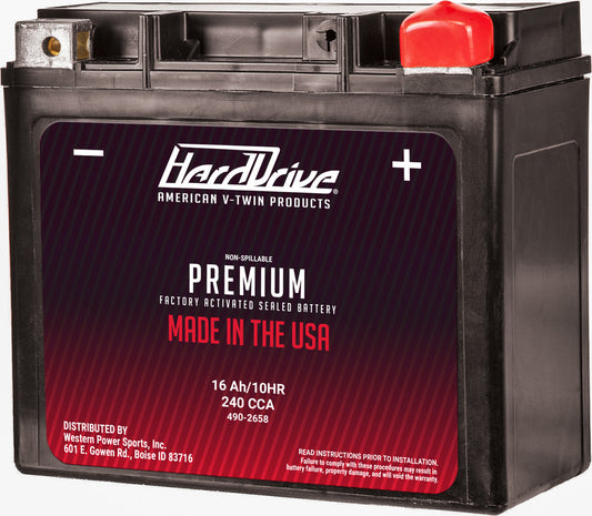HARDDRIVE Sportster All Models 04'-21'. GYZ16HL / YTX14L PREMIUM BATTERY