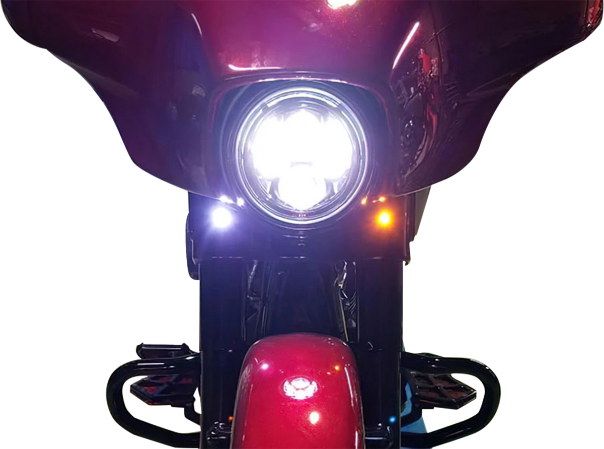 Paul Yaffe Bagger Nation Lightning Bolts Amber/White Chrome Front LED Lights PYO:BOLTS-DRL-C