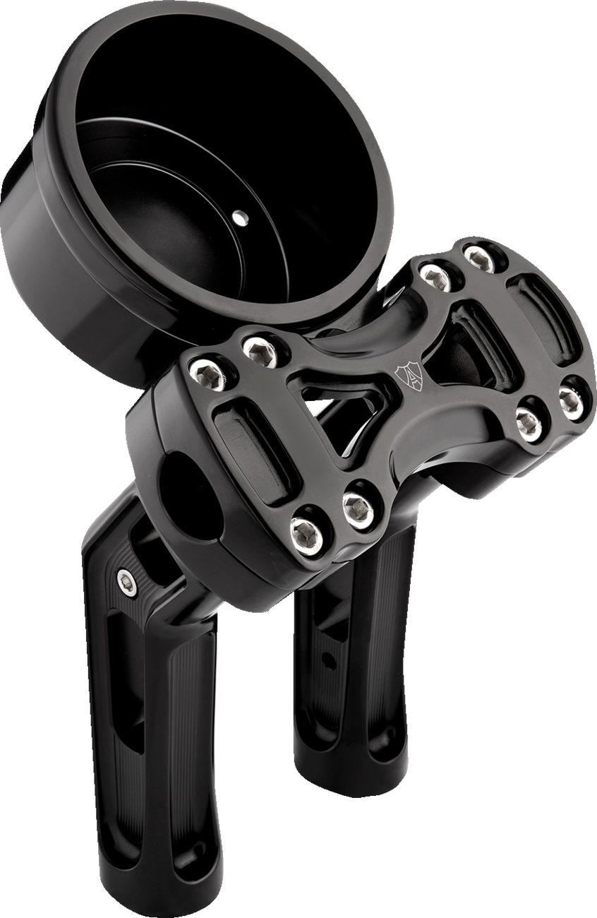 Arlen Ness Method Wayback Handlebar Risers, 7-Inch, 4-Inch Round Gauge, Black - 520-072