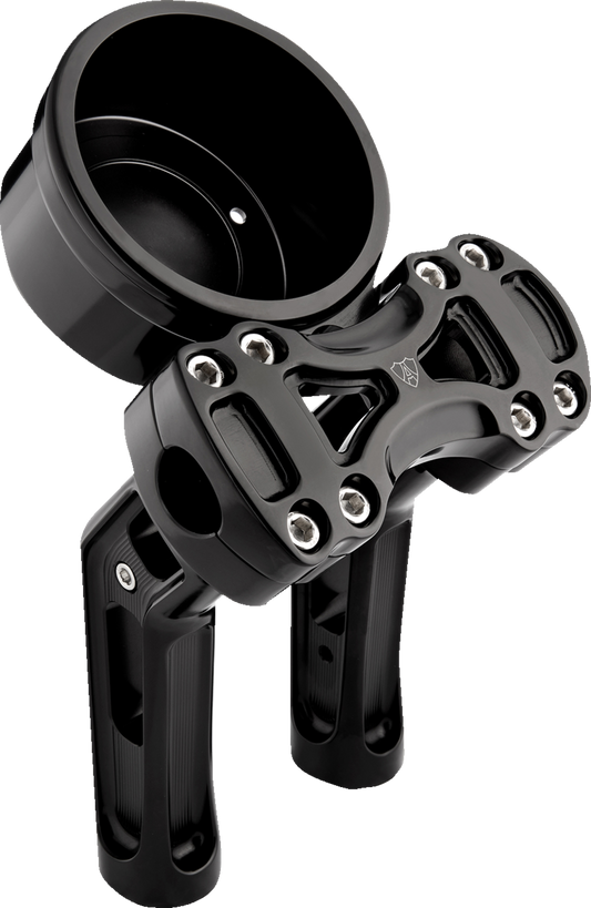 Arlen Ness Method Wayback Handlebar Risers, 7-Inch, 4-Inch Round Gauge, Black - 520-072