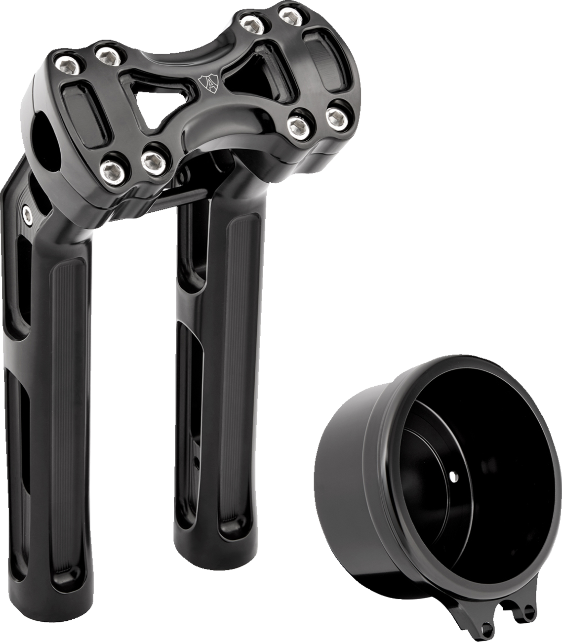 Arlen Ness Method Wayback Risers, 10-Inch Pullback, 4-Inch Round Gauge, Black - 520-071