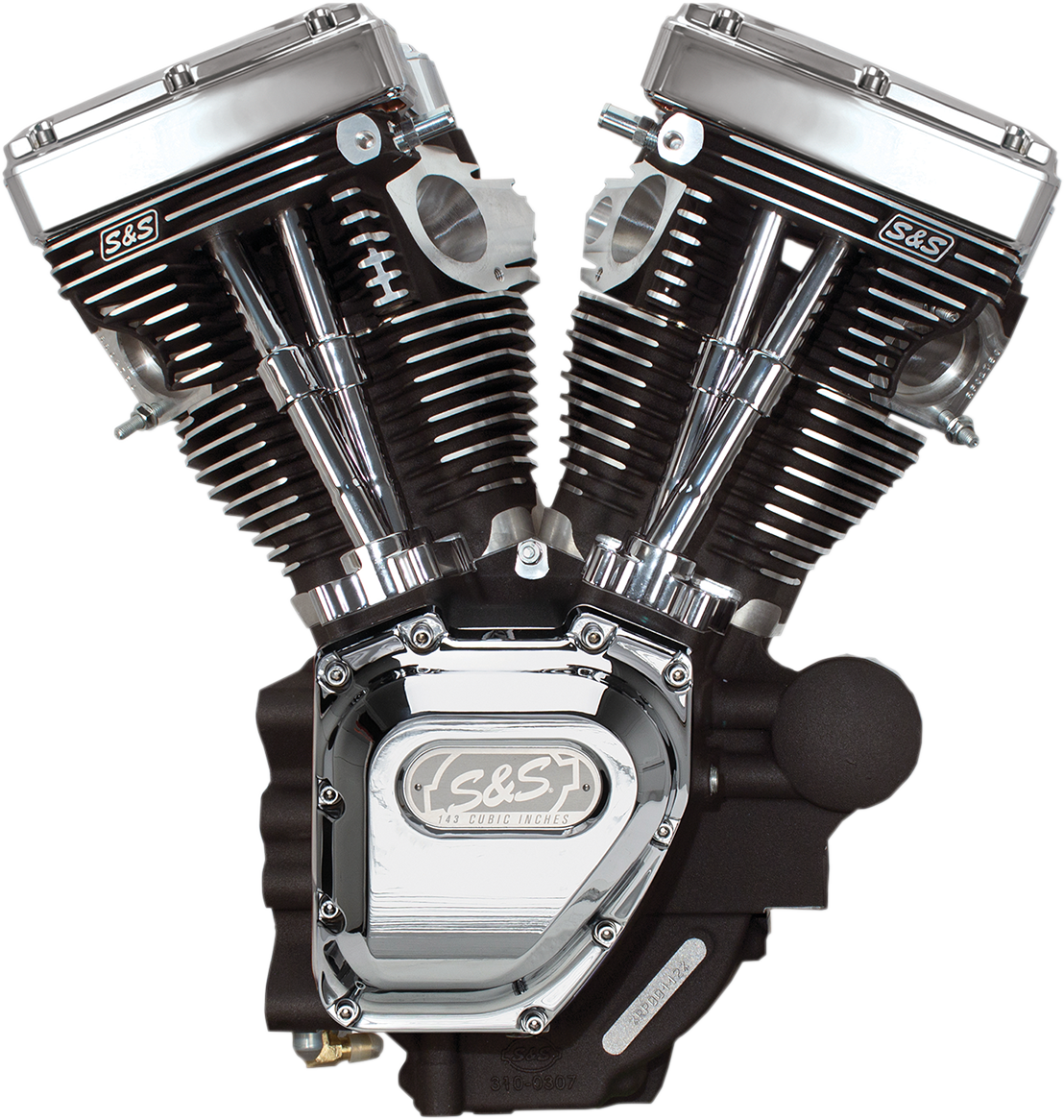 S&S CYCLE T143 Long Block Engine - Wrinkle Black and Chrome - Touring 310-0548A