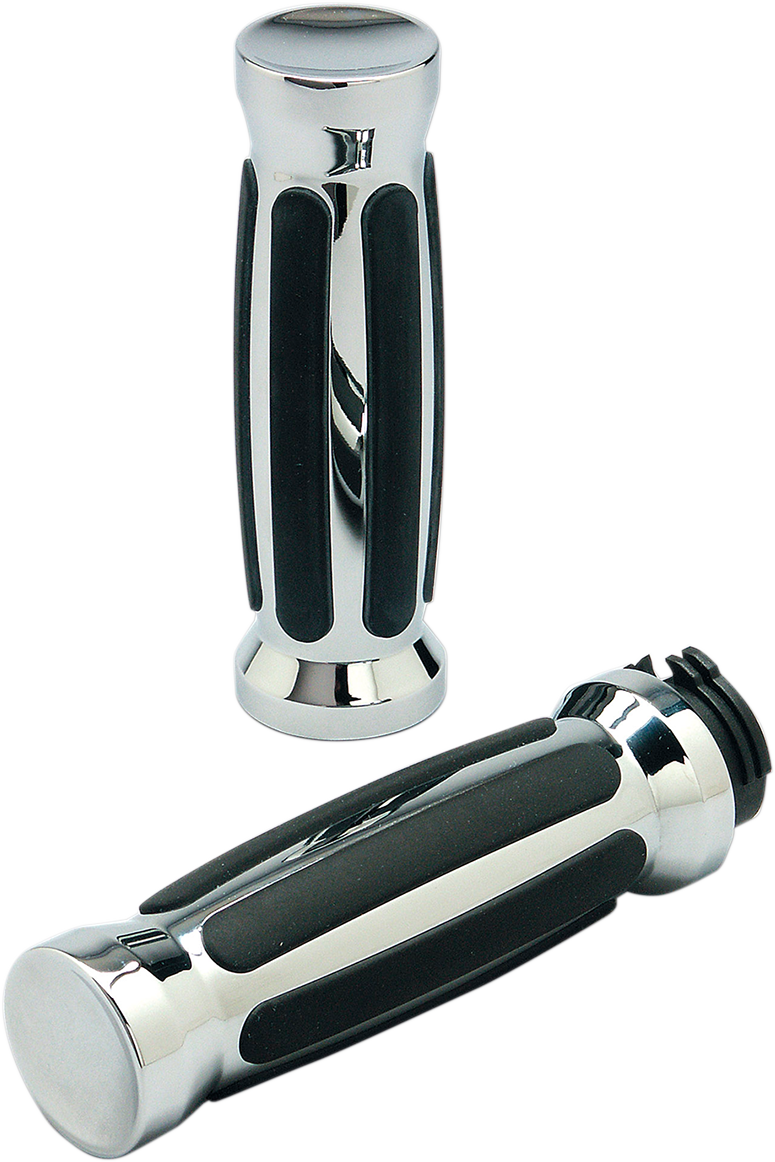 PRO-ONE PERF.MFG. Custom Straight Rubber Grips TBW Chrome (Part 490001)