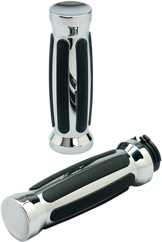 PRO-ONE PERF.MFG. Custom Straight Rubber Grips TBW Chrome (Part 490001)