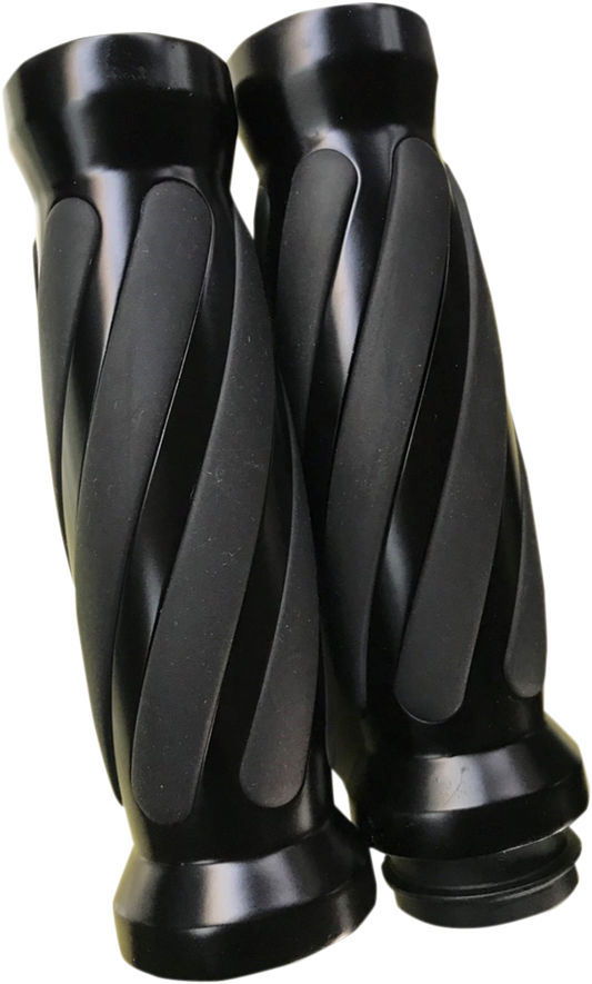 PRO-ONE PERF.MFG. Custom Twisted Rubber Grips - TBW - Black (Part Number 490011B)
