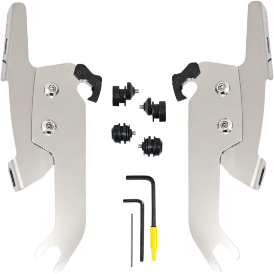MEMPHIS SHADES Fats/Slim Windshield Trigger Lock Complete Mount Kit - Polished - FLSL MEK2051