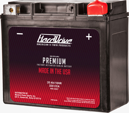 HARDDRIVE Softail 97'-21',, Dnyna, FXR, FX 97'-17', FXD Dyna-Glide 91'-96'.  GYZ20HL / YTX20HL PREMIUM BATTERY
