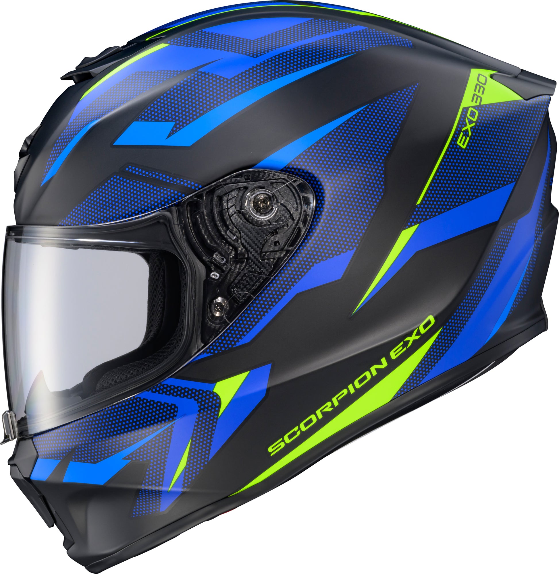Scorpion EXO Exo R330 Full Face Helmet Saga Black/Blue/Hi Vis Large
