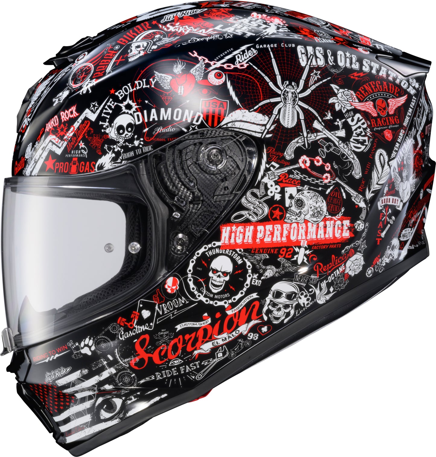 Scorpion EXO Exo R330 Full Face Helmet Shake 2 Red - DOT and ECE 22.06 Certified