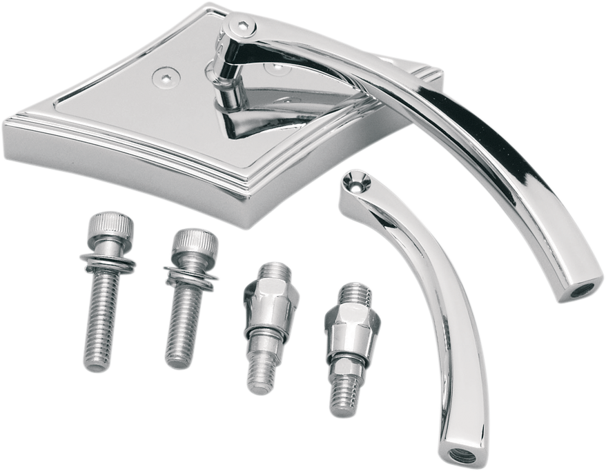 PRO-ONE PERF.MFG. Pro-Mini Side View Mirror, Diamond Chrome Finish for Harley Davidson