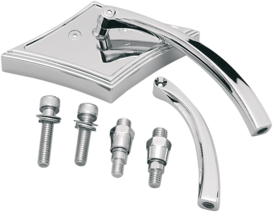 PRO-ONE PERF.MFG. Pro-Mini Side View Mirror, Diamond Chrome Finish for Harley Davidson