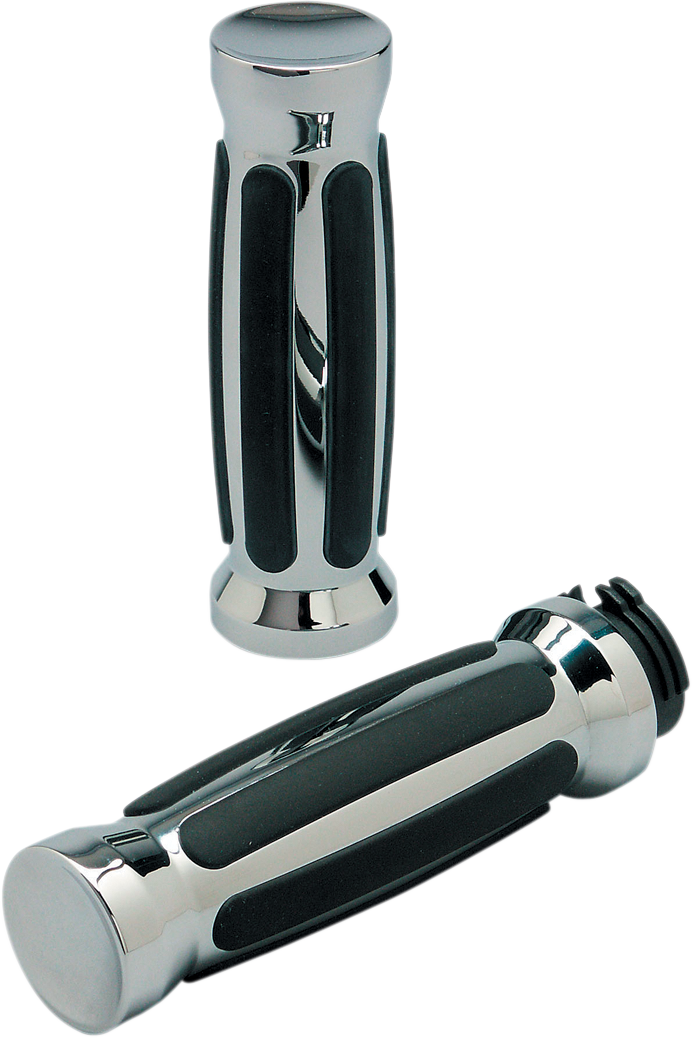 PRO-ONE PERF.MFG. Custom Straight Rubber Grips - Chrome, Model 490000