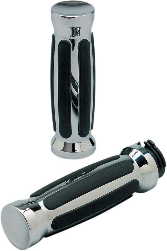 PRO-ONE PERF.MFG. Custom Straight Rubber Grips - Chrome, Model 490000