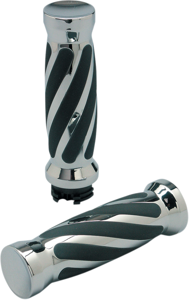PRO-ONE PERF.MFG. Custom Twisted Rubber Grips - Cable - Chrome (Part #490010)