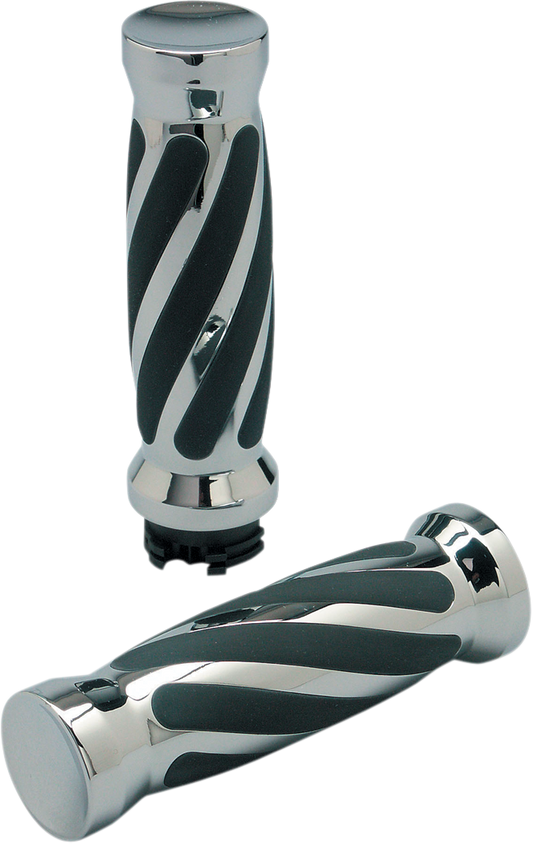 PRO-ONE PERF.MFG. Custom Twisted Rubber Grips - Cable - Chrome (Part #490010)