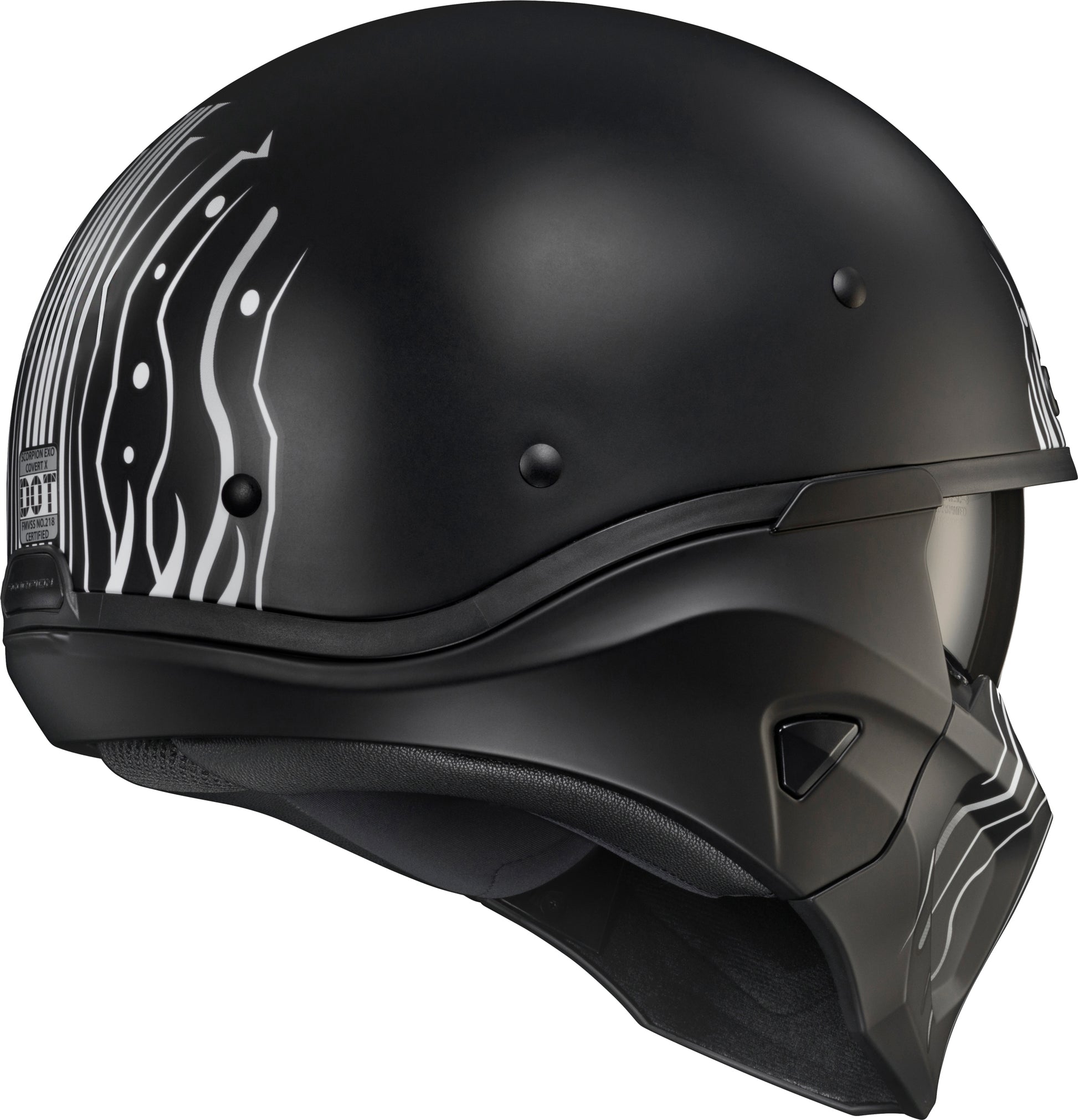 Scorpion EXO Covert X Open Face Helmet Tribe Matte Black/White Large