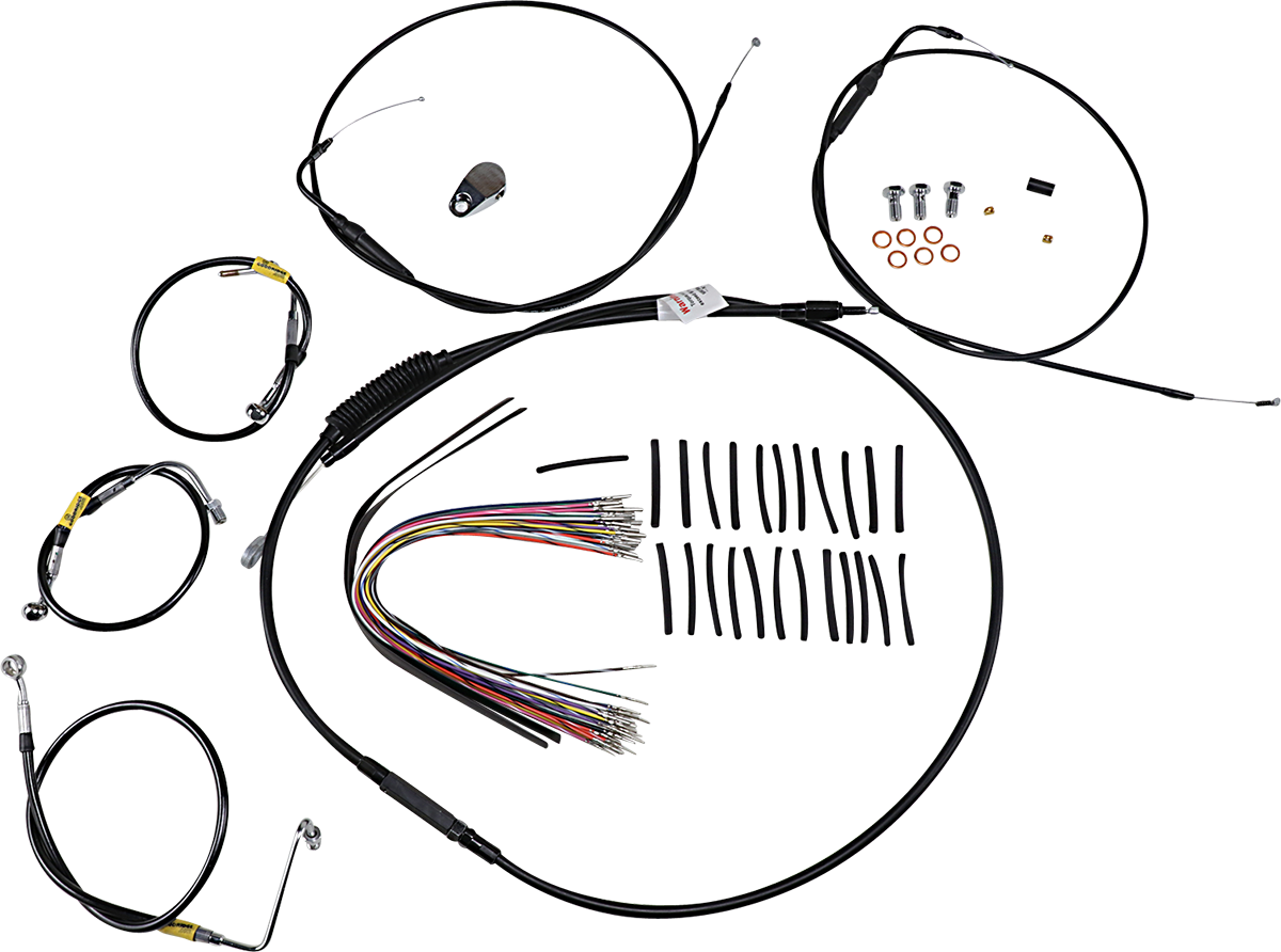 BURLY BRAND Control Kit for Early Touring Bikes with Bagger Bar Handlebars - 13" - Non-Cruise - Black B30-1290