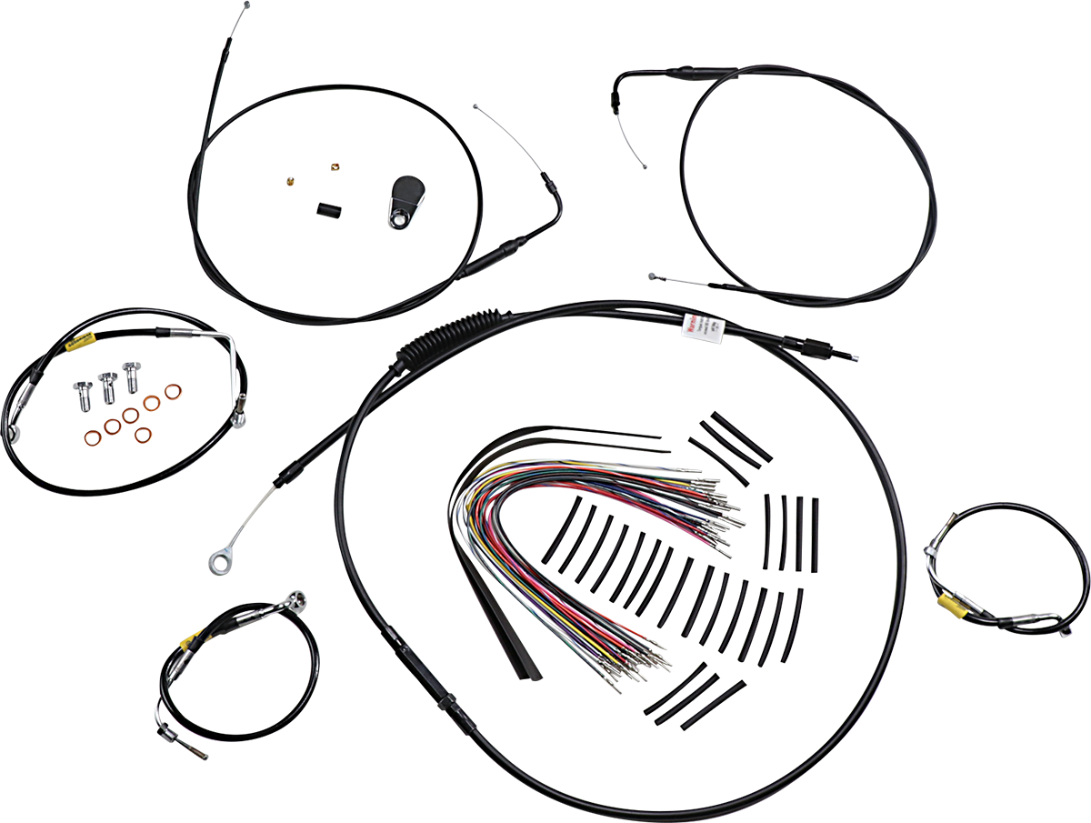BURLY BRAND Control Kit for Early Touring Bikes with Bagger Bar Handlebars - 15" - Non-Cruise - Black B30-1291