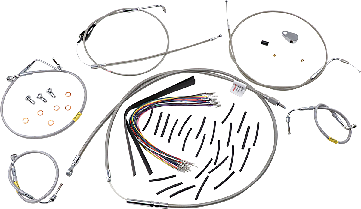 BURLY BRAND Control Kit for Early Touring Bikes with Bagger Bar Handlebars - 13" - Cruise - Stainless B30-1296