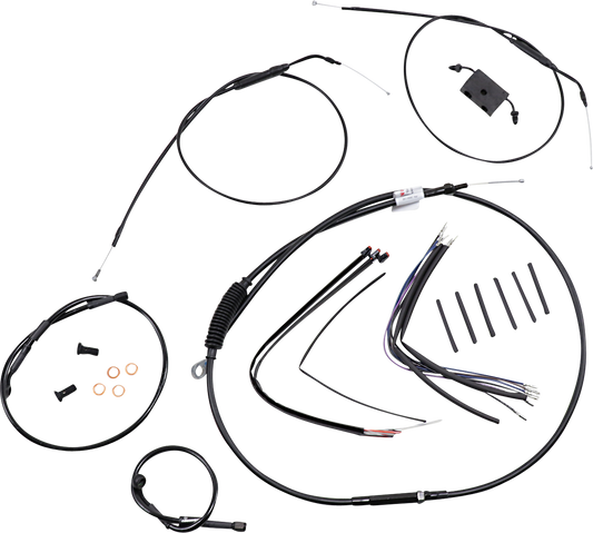 BURLY BRAND Extended Handlebar Cable and Brake Line Kit for Sportsters with ABS - 12" Ape Hanger Handlebars B30-1229