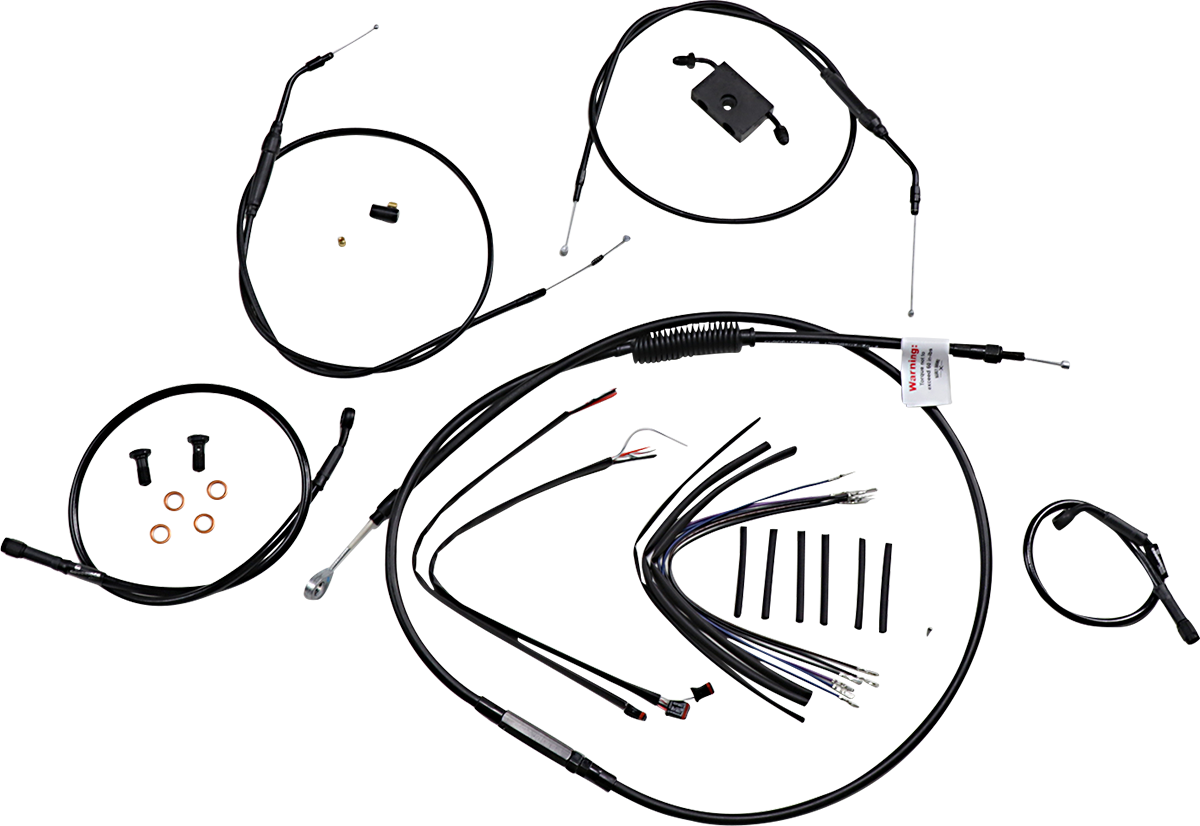 BURLY BRAND Extended Handlebar Cable and Brake Line Kit for Sportsters with ABS - 14" Ape Hanger Handlebars B30-1230