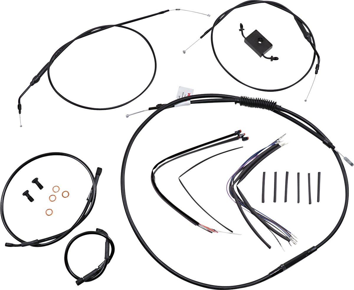 BURLY BRAND Extended Handlebar Cable and Brake Line Kit for Sportsters with ABS - 16" Ape Hanger Handlebars B30-1231